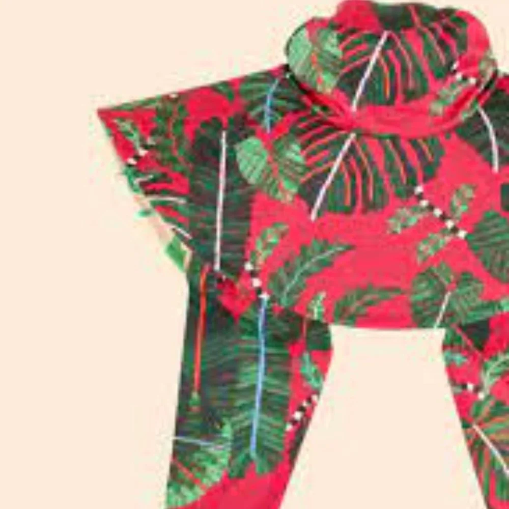 Farm Rio Tropical Groove Exotic Leaves Monstera Floral Reversible Foldable Hat - Picture 2 of 4
